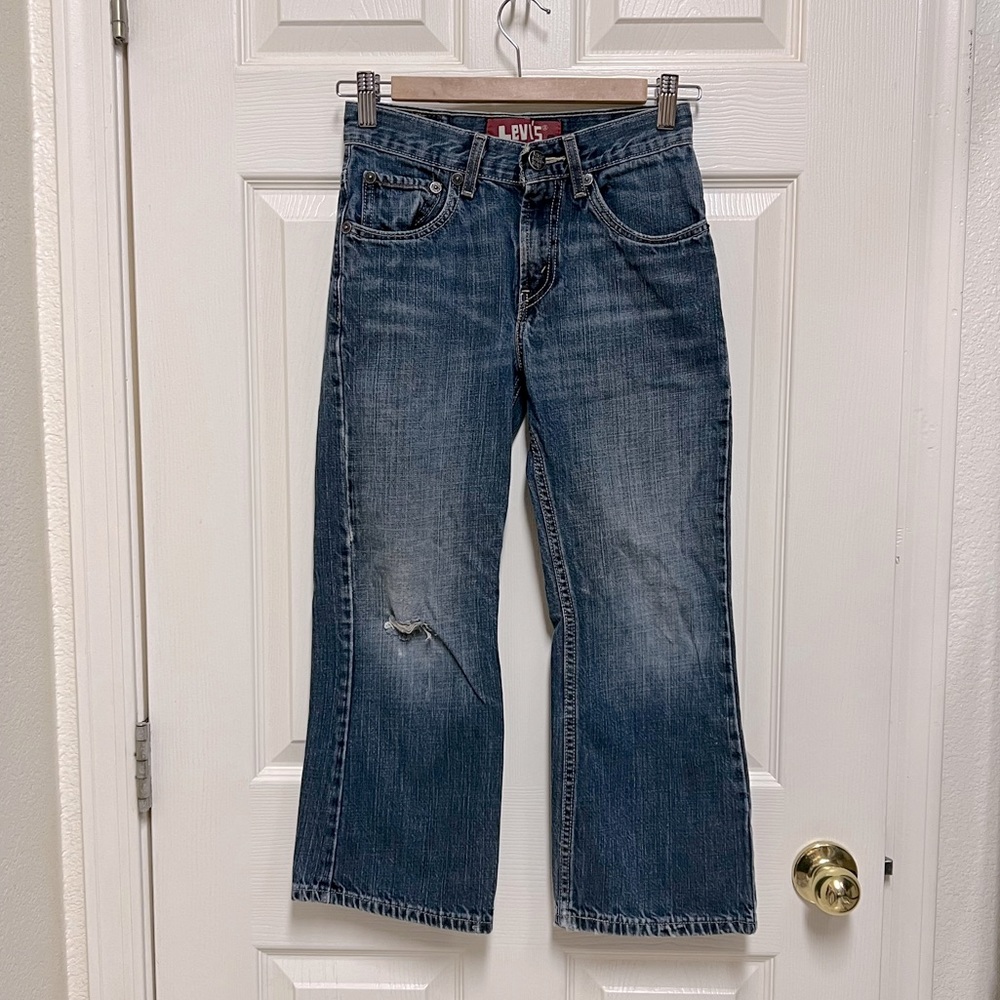 Levi’s 527 Distressed Blue Jeans Bootcut Slim Straight